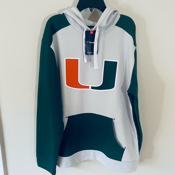 🏈 NWT Fanatics Men's Miami Hurricanes Arctic Hoodie – Cotton Blend Fleece – L - Picture 3 of 11
